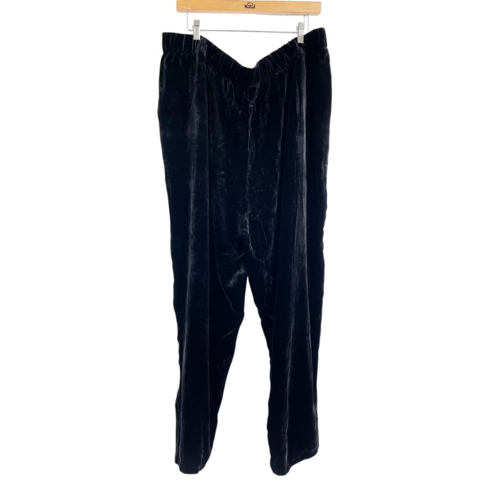 NWT Eileen Fisher Black Velvet Tapered Ankle Pants Womens Plus Size 2X Silk - Picture 3 of 9